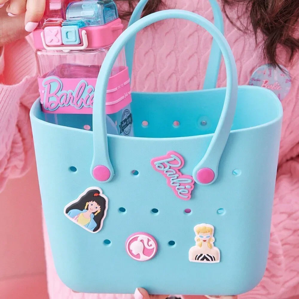 Blue Casual Women's Cartoon Pattern Tote Bag Portable Travel School Lunch Picnic